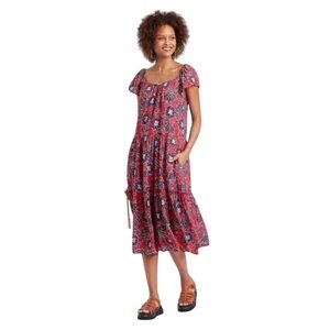 Knox Rose Red & Blue Floral Midi Dress
